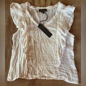 Michael Stars Cream Ruffle Sleeve Top